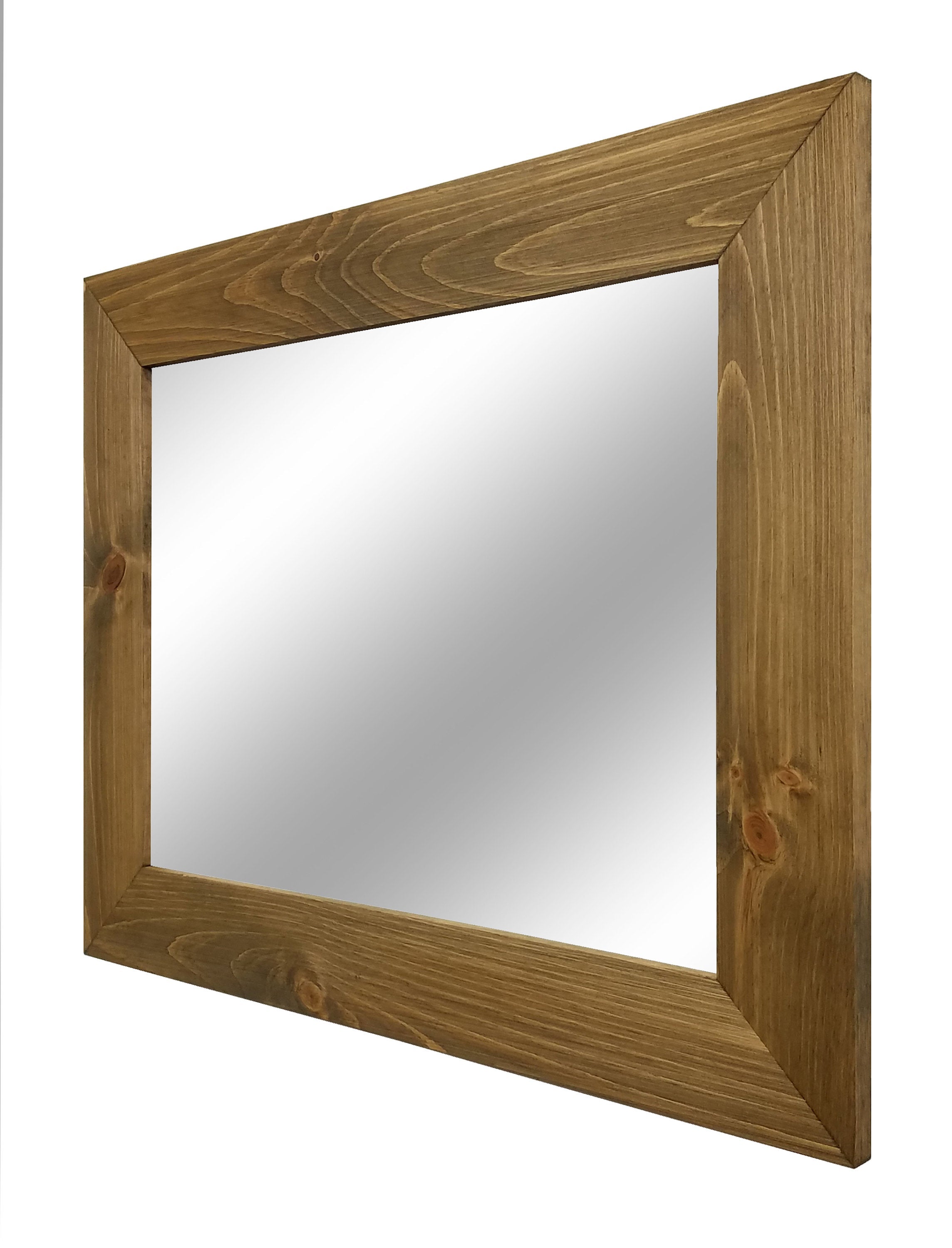 Shiplap Reclaimed Wood Mirror Shown in Driftwood, 4 Sizes & 20 Stains - Renewed Decor & Storage