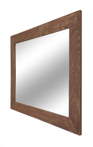 Shiplap Rustic Framed Wall Mirror, 20 Paint Colors, Shown in Lab Brown, Handmade in the USA