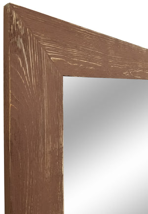 Shiplap Rustic Framed Wall Mirror, 20 Paint Colors, Shown in Lab Brown, Handmade in the USA