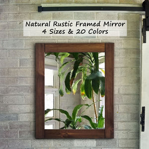 Natural Rustic Wall Mirror, Reclaimed Styled Wood Mirror, Vanity Mirror, Barnwood Mirror, Farmhouse Wall Decor, Bathroom Decor - Renewed Decor & Storage