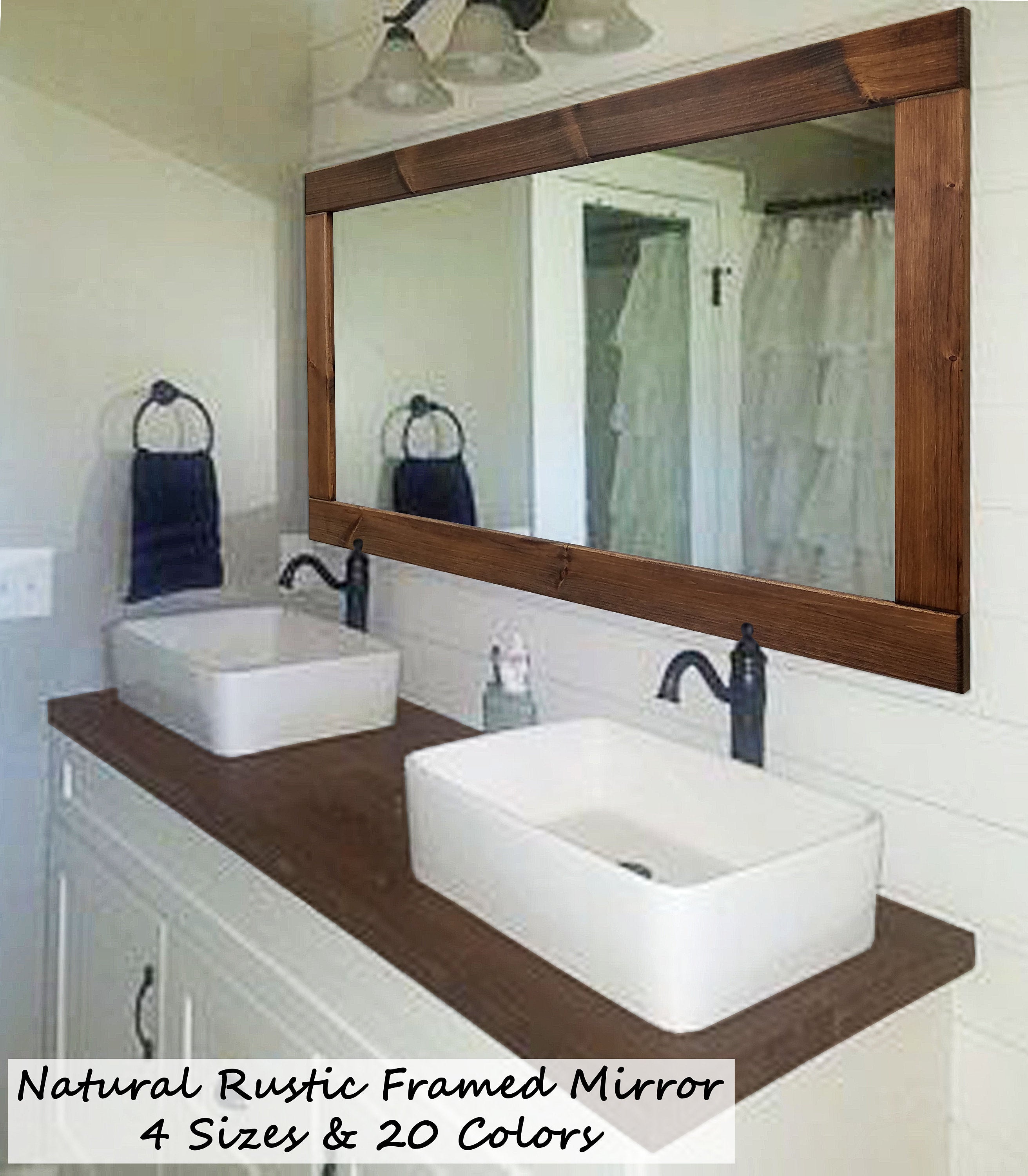 Natural Rustic Wall Mirror, Reclaimed Styled Wood Mirror, Vanity Mirror, Barnwood Mirror, Farmhouse Wall Decor, Bathroom Decor - Renewed Decor & Storage