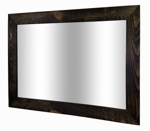 Shiplap Reclaimed Wood Mirror Shown in Ebony, 4 Sizes & 20 Stains - Renewed Decor & Storage