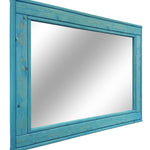 Herringbone Reclaimed Styled Wood Mirror, 5 Sizes & 13 Stain Colors, Shown in Vintage Aqua