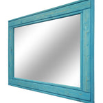 Herringbone Reclaimed Styled Wood Mirror, 5 Sizes & 13 Stain Colors, Shown in Vintage Aqua