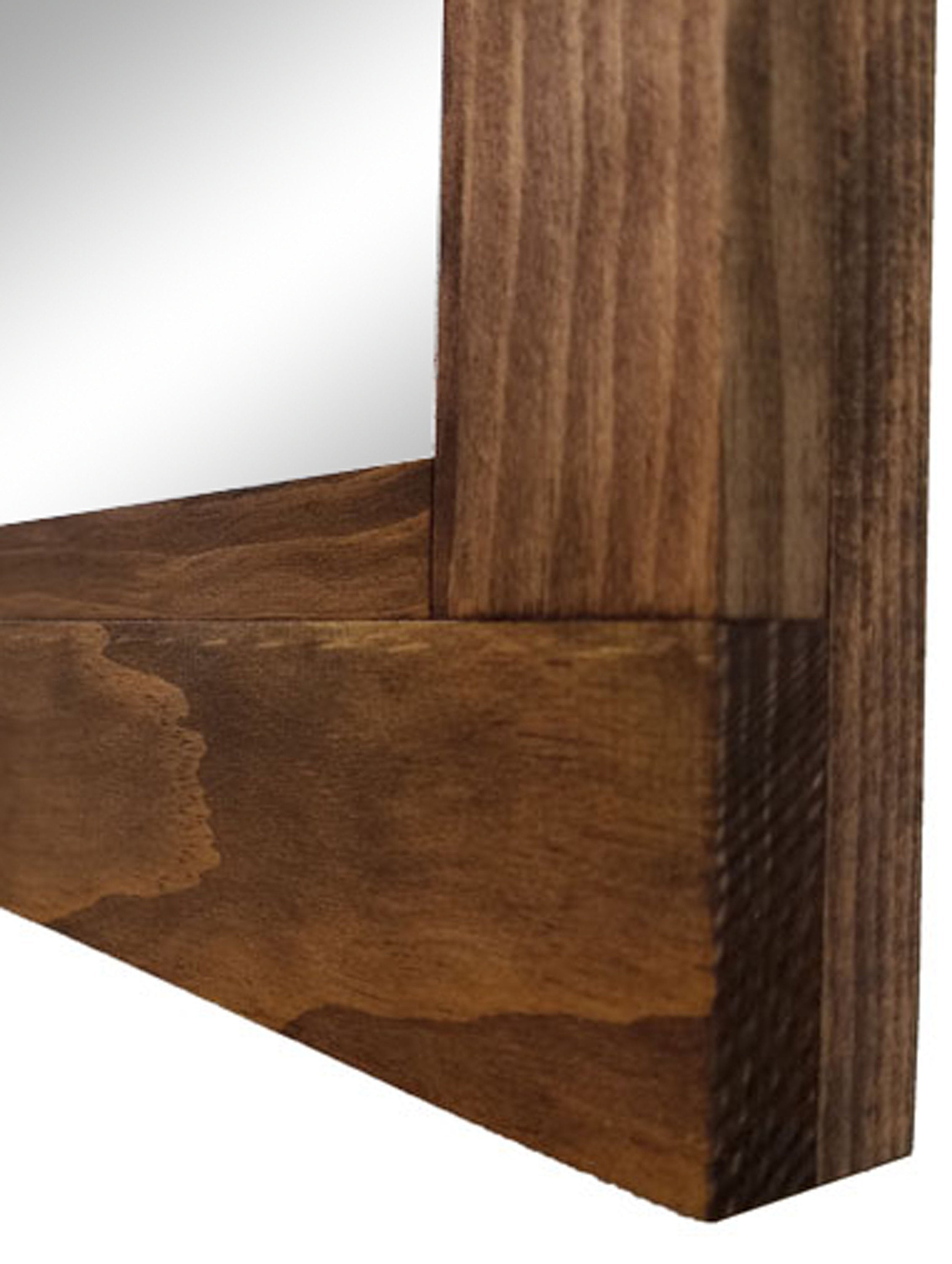 Farmhouse Wood Framed Wall Mirror, 5 Sizes & 20 Colors, Shown in Special Walnut