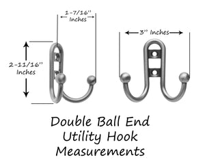 Double Ball End Utility Hooks, Diementions 