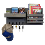 Classic Farmhouse Organizer, 20 Colors, 5 Hook Finishes - Shown Classic Gray & Oiled Bronze Hooks