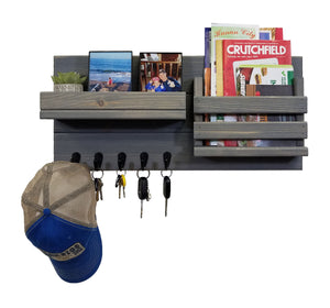 Classic Farmhouse Organizer, 20 Colors, 5 Hook Finishes - Shown Classic Gray & Oiled Bronze Hooks