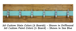 Cape May Boat Cleat Wall Hooks - 400 Color Combinations, Shown in Driftwood & Sea Blue