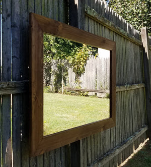 Shiplap Reclaimed Wood Mirror Shown in Special Walnut, 4 Sizes & 20 Stains - Renewed Decor & Storage