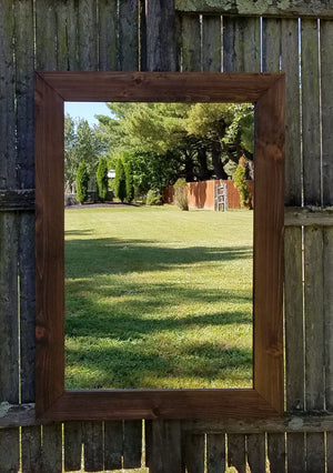 Shiplap Reclaimed Wood Mirror Shown in Special Walnut, 4 Sizes & 20 Stains - Renewed Decor & Storage