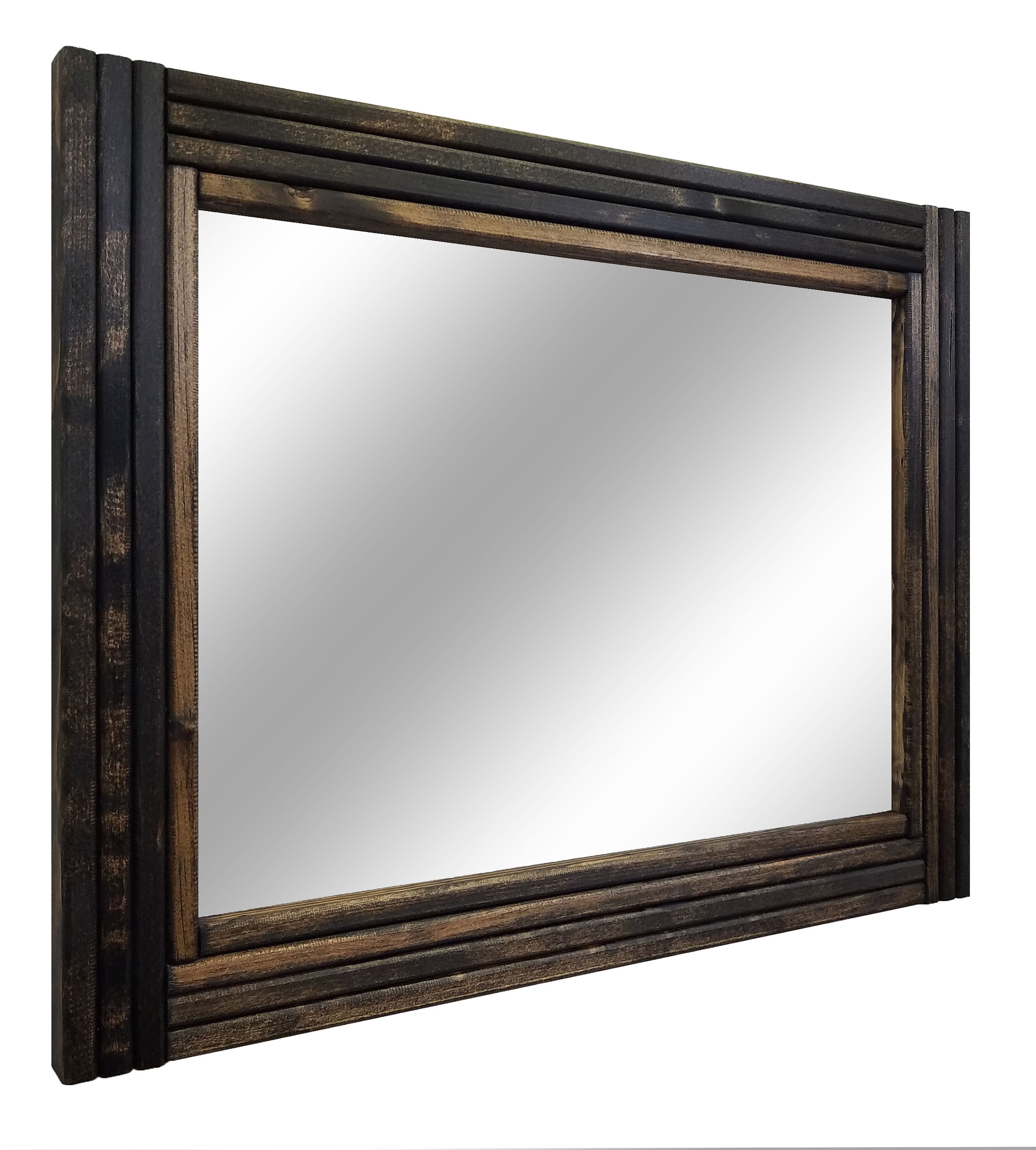 Mid Century Modern Wood Framed Mirror, 20 Stain Colors - Renewed Decor & Storage