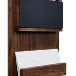 Chalkboard Urban Mail Organizer with Hooks, 20 Stain Colors, Shown in Special Walnut, Nickel Hooks