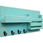 Classic Farmhouse Organizer, 20 Colors & 5 Hook Finishes, Shown in Sea Blue & Oiled Bronze Hooks