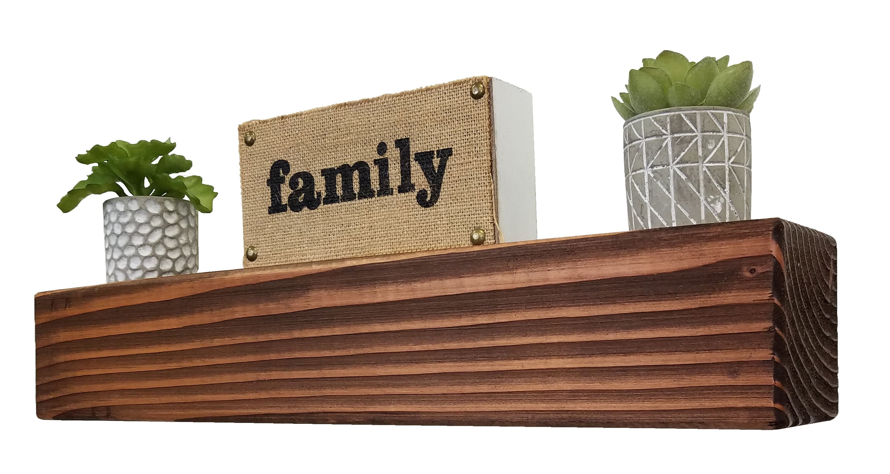 Square Beam Solid Wood Floating Shelf, Handmade in the USA