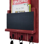Chalkboard Front Sydney Mail Slot with Hooks, 20 Paint Colors, Shown in Sundried Tomato Red