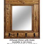 Millwood Mirror with Hooks, 20 Stain Colors - Renewed Decor & Storage