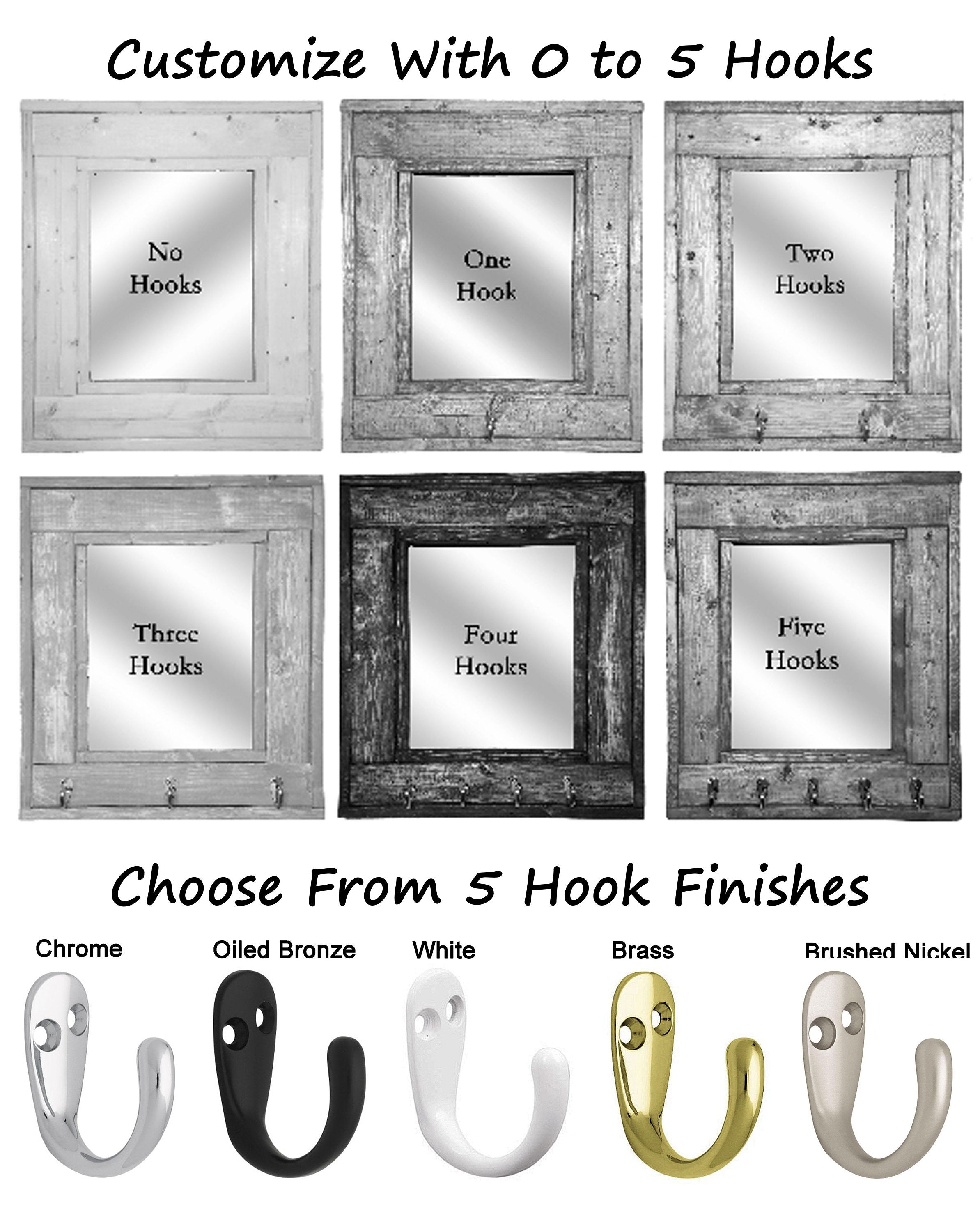 Millwood Mirror with Hooks, 20 Stain Colors - Renewed Decor & Storage