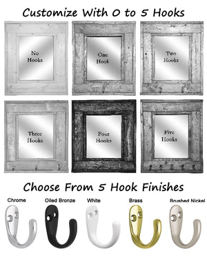 Millwood Mirror with Hooks, 20 Stain Colors - Renewed Decor & Storage