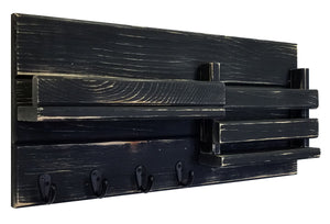 Classic Farmhouse Organizer, 20 Colors & 5 Hooks Finishes, Shown in Kettle Black & Oiled Bronze Hook