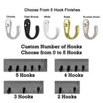 Cutom Number of Single Hooks 0 to 5, 5 Finishes Oiled Bronze, Nickel, Chrome, Brass White