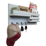 Classic Farmhouse Rustic Wall Organizer - 20 Paint Colors, Shown in Light French Gray, Chrome Hooks