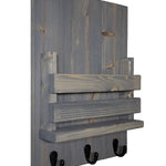 Sydney Slat Front, Mail Holder Organizer and Key Holder, Available with up to 3 Single Key Hooks – 20 Custom Colors: Shown in Classic Gray - Renewed Decor & Storage