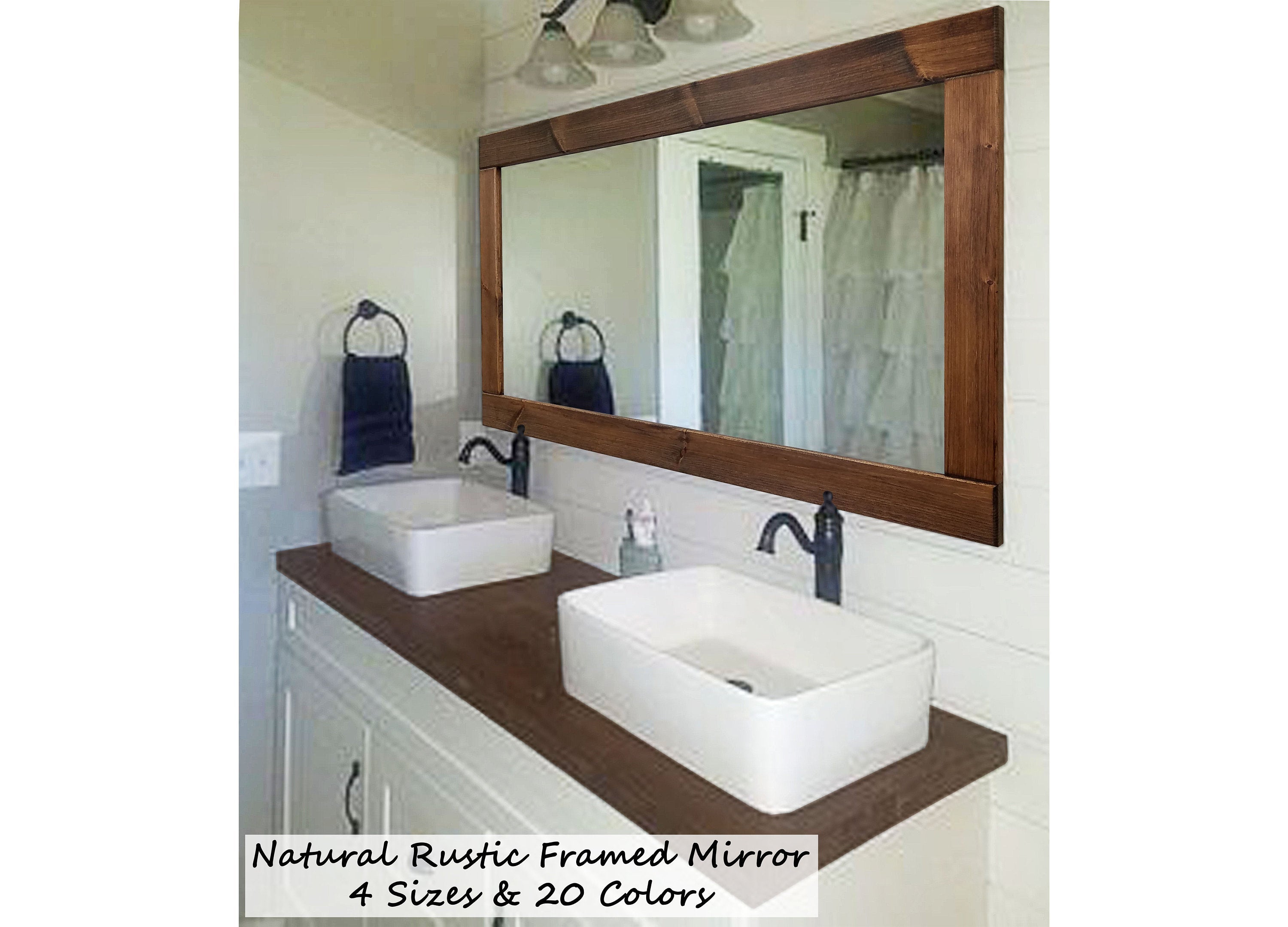 Natural Rustic Wall Mirror, Reclaimed Styled Wood Mirror, Vanity Mirror, Barnwood Mirror, Farmhouse Wall Decor, Bathroom Decor - Renewed Decor & Storage