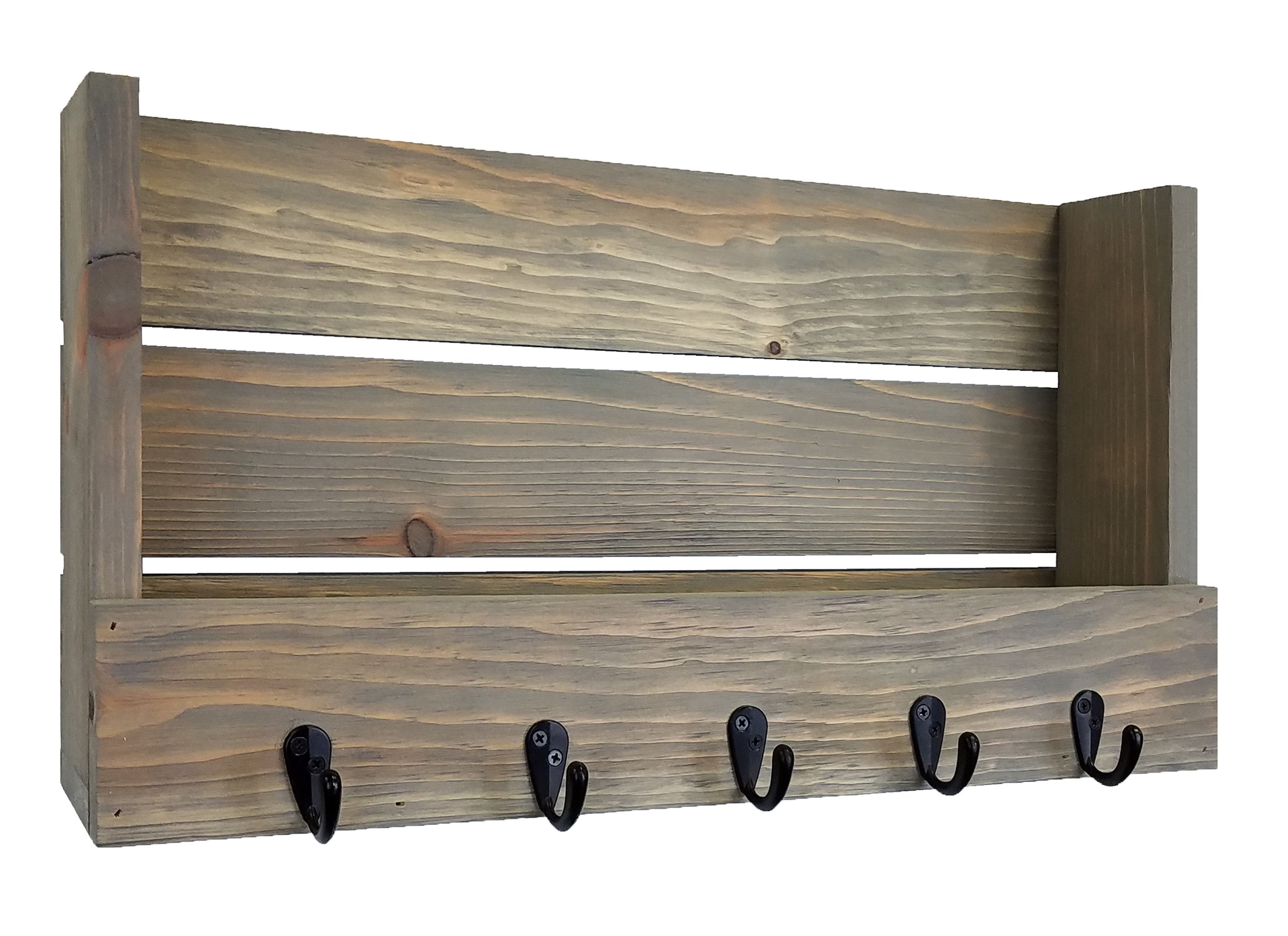 Mill Barn Wall Organizer with Hooks, 20 Stain Colors - Renewed Decor & Storage