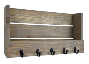 Mill Barn Wall Organizer with Hooks, 20 Stain Colors - Renewed Decor & Storage
