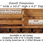 Discovery Organizer, Mail Bin, Key Holder & Shelf - Dimensions 