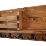 Discovery Organizer, Mail Bin, Key Holder & Shelf, Shown in Early American, Oiled Bronze Hooks