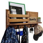 Discovery Organizer, Mail Bin, Key Holder & Shelf, Shown in Early American, Oiled Bronze Hooks