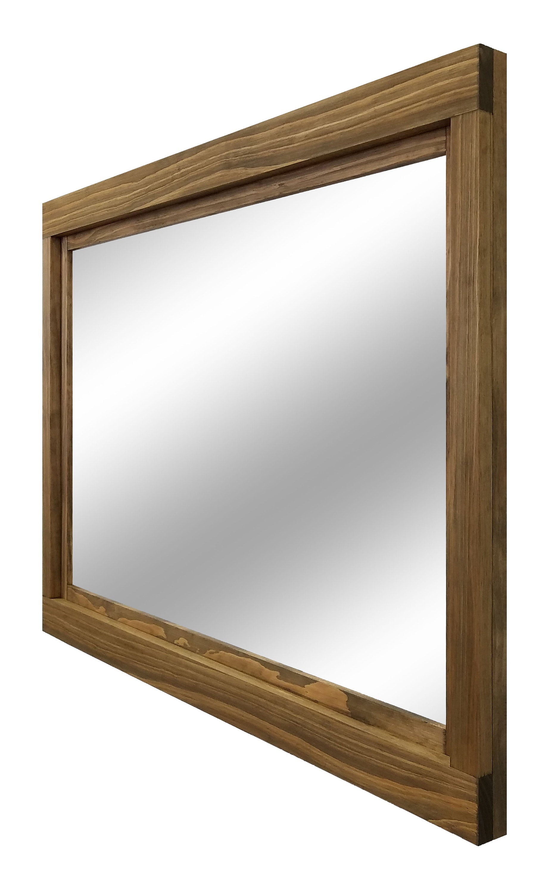 Farmhouse Wood Framed Wall Mirror, Shown in Driftwood 
