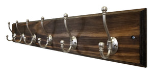 Brookside Wall Mounted Hook Rack - 20 Stain Colors, Shown in Dark Walnut