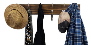 Brookside Wall Mounted Hook Rack - 20 Stain Colors, Shown in Dark Walnut