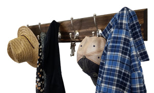 Brookside Wall Mounted Hook Rack - 20 Stain Colors, Shown in Dark Walnut