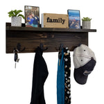 Modern Rustic Wall Shelf With Hooks, Display Shelf, Coat Hooks, Key Hooks, Entryway Home Decor - Renewed Decor & Storage
