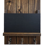 Chalkboard Front Sydney Mail Slot with Hooks, 20 Stain Colors, Shown in Dark Walnut, Nickel Hooks
