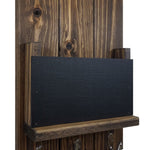 Chalkboard Front Sydney Mail Slot with Hooks, 20 Stain Colors, Shown in Dark Walnut, Nickel Hooks