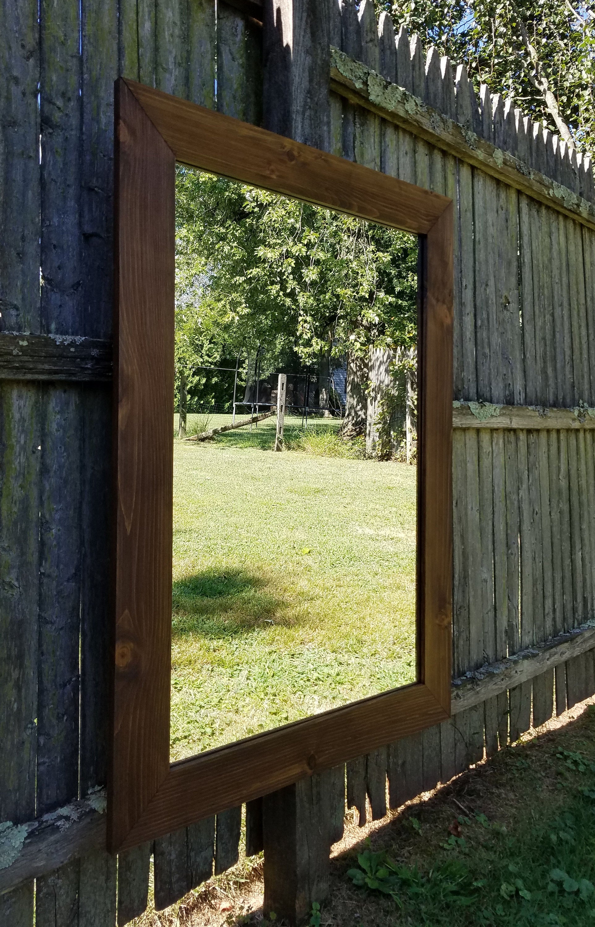 Shiplap Reclaimed Wood Mirror Shown in Special Walnut, 4 Sizes & 20 Stains - Renewed Decor & Storage