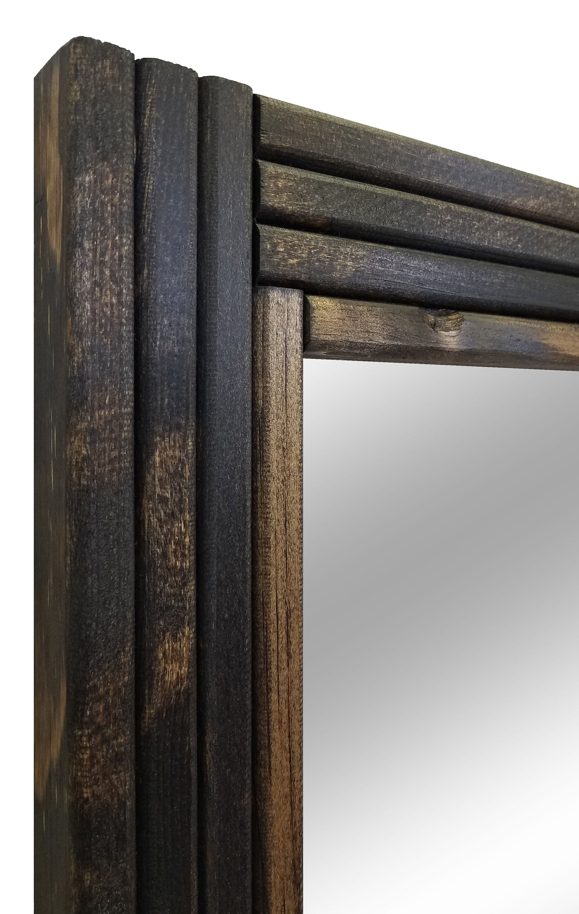 Mid Century Modern Wood Framed Mirror, 20 Stain Colors - Renewed Decor & Storage
