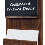 Chalkboard Urban Mail Organizer with Hooks, 20 Stain Colors, Shown in Special Walnut, Nickel Hooks