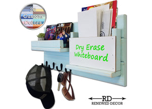 Classic Farmhouse Wall Mounted Organizer, 20 Colors & 5 Hooks Finishes by Renewed Decor