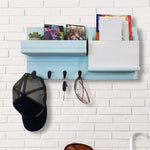 Classic Farmhouse Wall Mounted Organizer, Sky Blue with Oiled Bronze Hooks