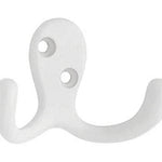 Double Prong Coat Hook White Finish