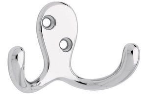 Double Prong Coat Hook Chrome Finish