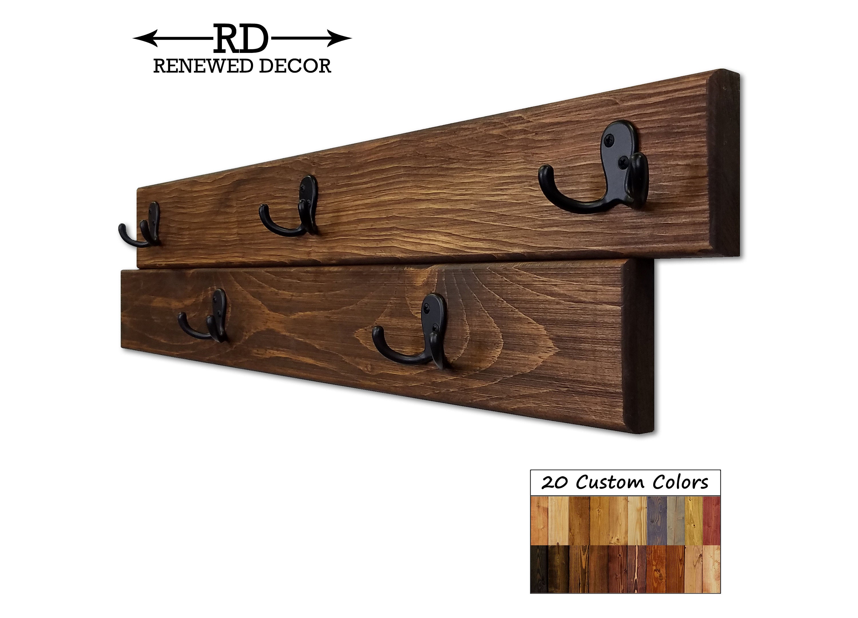 Arbor Way Rustic Wall Coat Hook Rack, Handmade in the USA