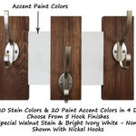Easton Wall Mounted Hook Rack, Special Walnut, Bright White, Nickel Hooks