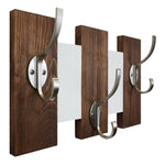 Easton Wall Mounted Hook Rack, Special Walnut, Bright White, Nickel Hooks